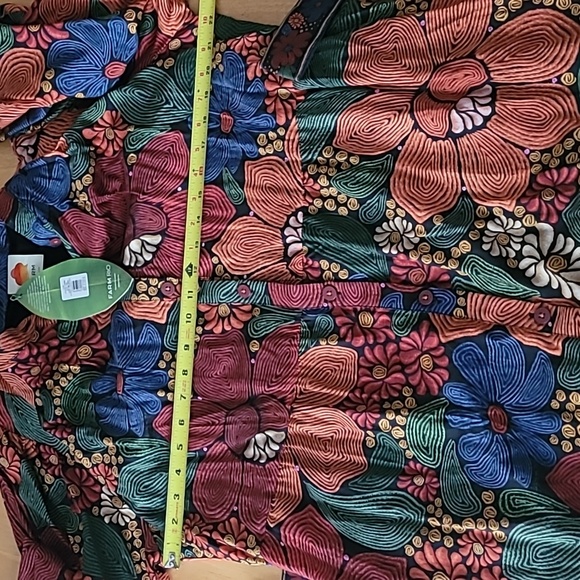 Farm Rio Black Stitched Flowers Long Sleeve Mini Dress - Picture 10 of 13